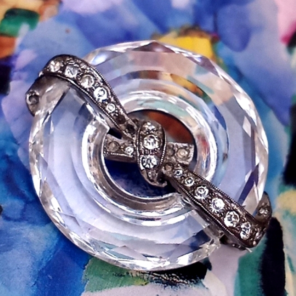 CINER STERLING SILVER Paste Stones Faceted Crystal Brooch Pin ANTIQUE